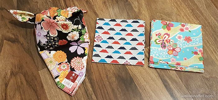 sankosen japanese kimono themed handkerchief - pet shopping at don quijote, japan