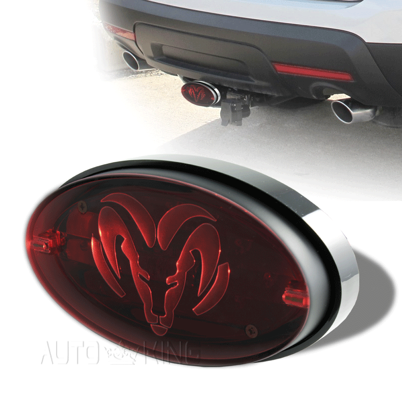 Dodge Ram Logo Trailer Hitch Cover LED Brake Light 1.25" / 2" Receiver