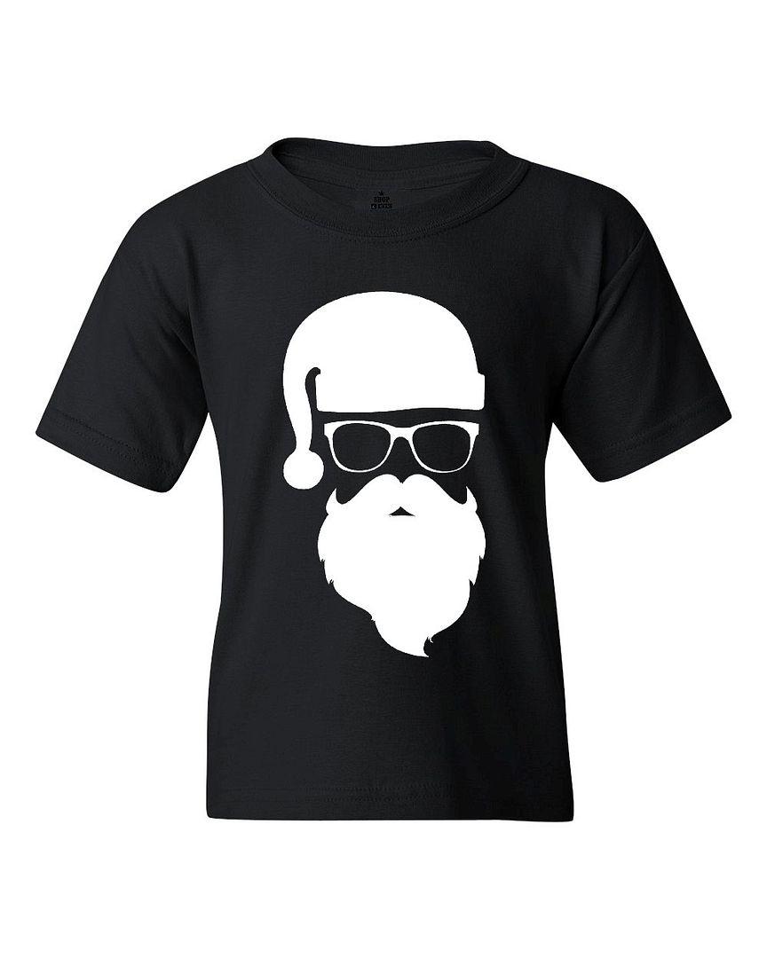 Santa Claus with Sunglasses Youth's T-Shirt Funny Christmas Xmas Holiday Shirts - Picture 4 of 10