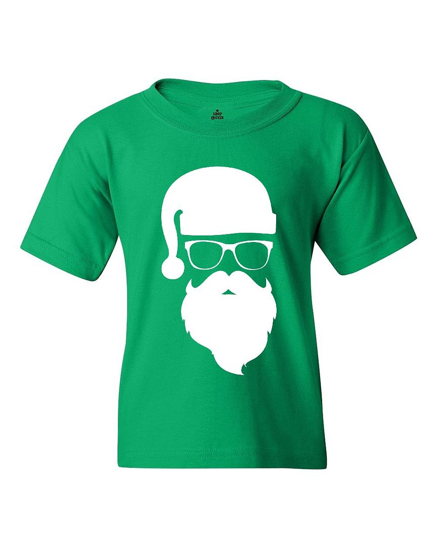 Santa Claus with Sunglasses Youth's T-Shirt Funny Christmas Xmas Holiday Shirts - Picture 7 of 10