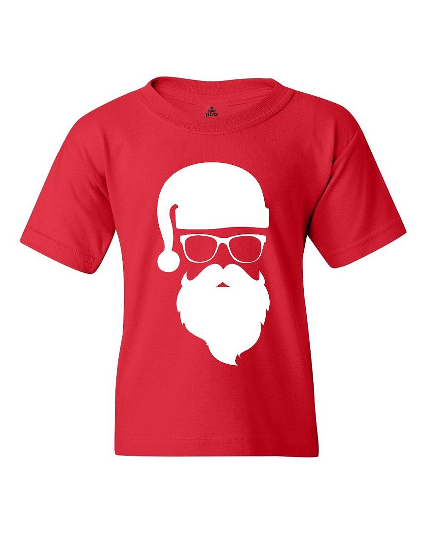 Santa Claus with Sunglasses Youth's T-Shirt Funny Christmas Xmas Holiday Shirts - Picture 9 of 10