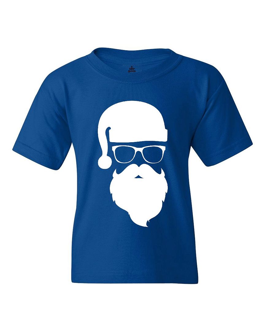 Santa Claus with Sunglasses Youth's T-Shirt Funny Christmas Xmas Holiday Shirts - Picture 10 of 10