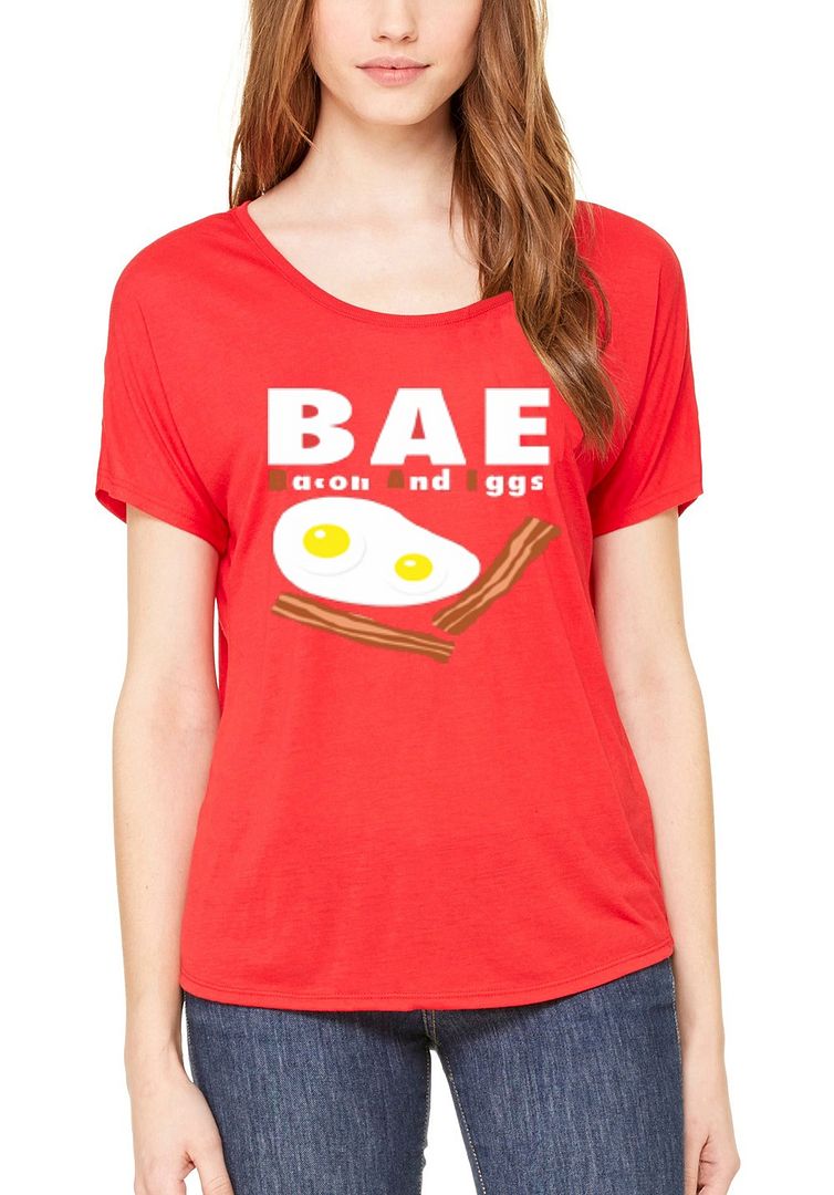 BAE Bacon and Eggs Women`s Slouchy Tshirt Cute Matching Couples Love Tee