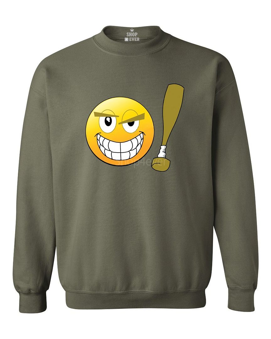 Emoji Baseball Bat Crewnecks Funny Emoticon Lovely Sports Sweatshirts