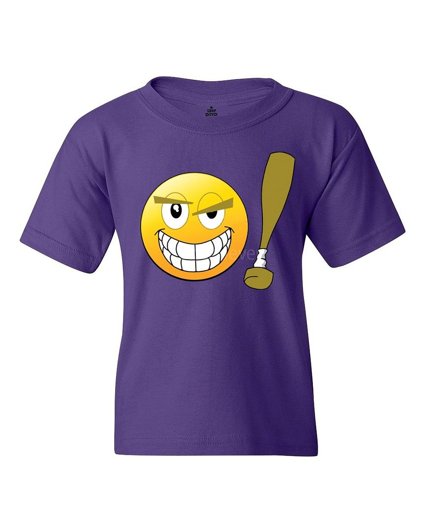 Emoji Baseball Bat Youth's TShirt Funny Emoticon Lovely Sports Shirts