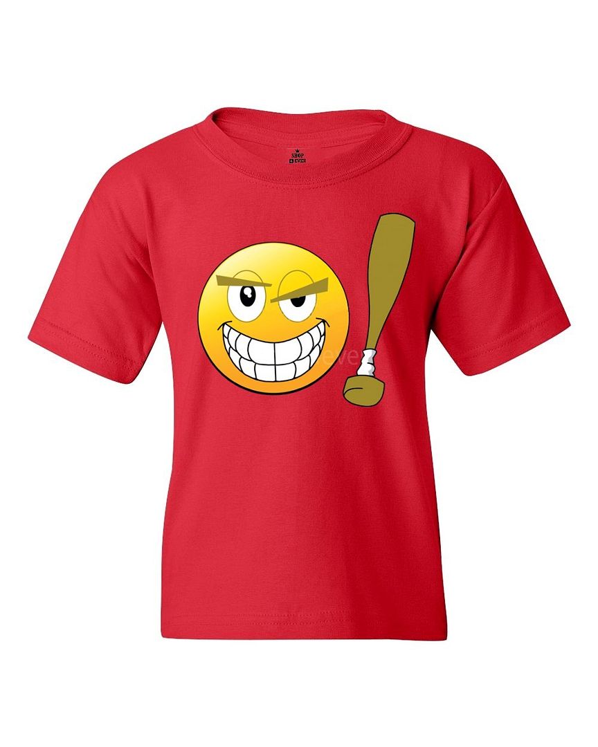 Emoji Baseball Bat Youth's TShirt Funny Emoticon Lovely Sports Shirts