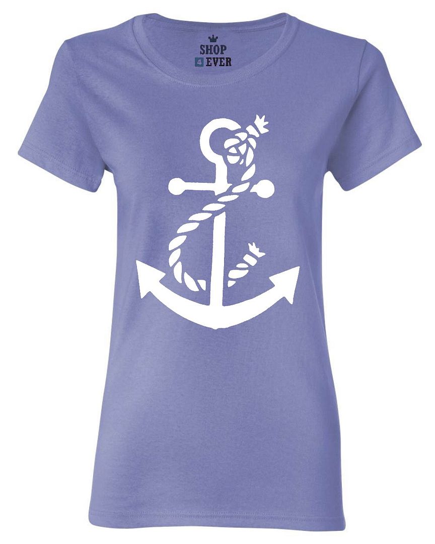 White Anchor Women's TShirt Nautical Ocean Sailing Sail Beach Shirts
