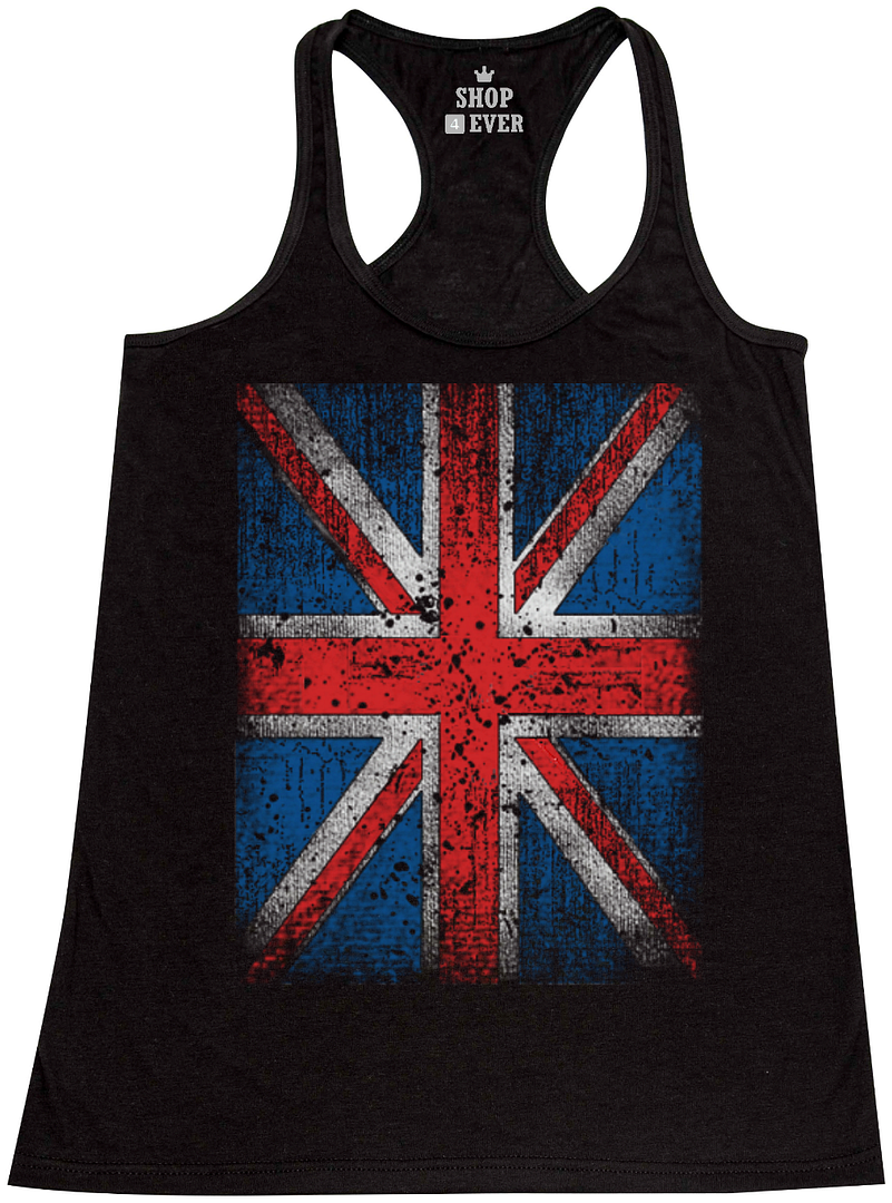 Union Jack Vintage Racerback Tank Top Distressed UK Flag England Great Britain