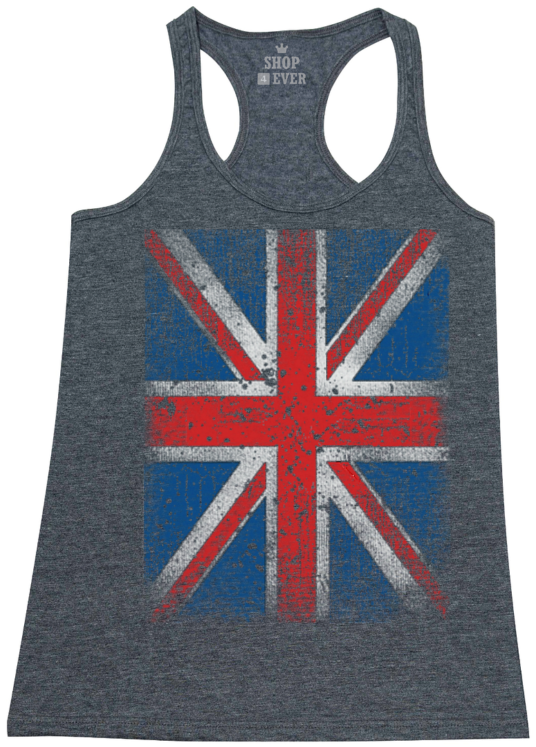 Union Jack Vintage Racerback Tank Top Distressed UK Flag England Great Britain