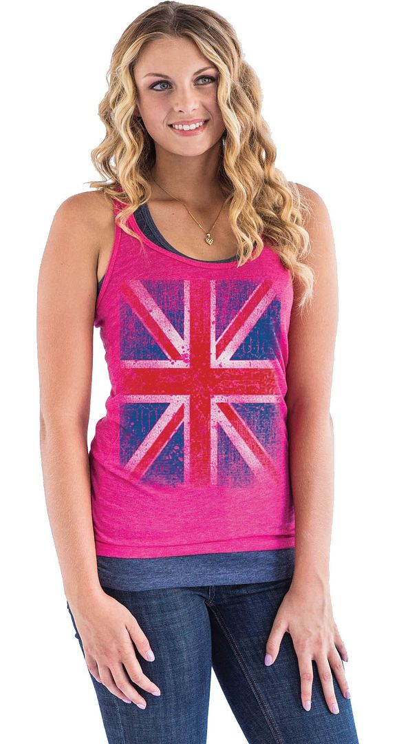 Union Jack Vintage Racerback Tank Top Distressed UK Flag England Great Britain