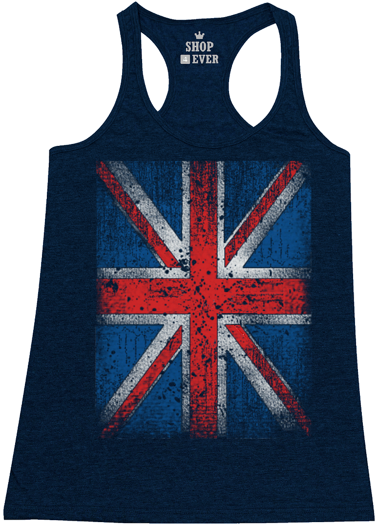 Union Jack Vintage Racerback Tank Top Distressed UK Flag England Great Britain