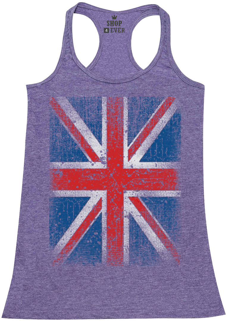 Union Jack Vintage Racerback Tank Top Distressed UK Flag England Great Britain