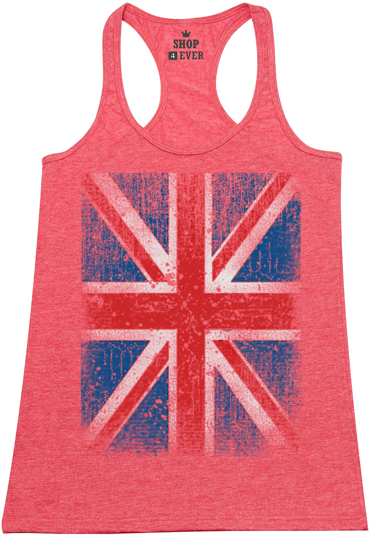 Union Jack Vintage Racerback Tank Top Distressed UK Flag England Great Britain