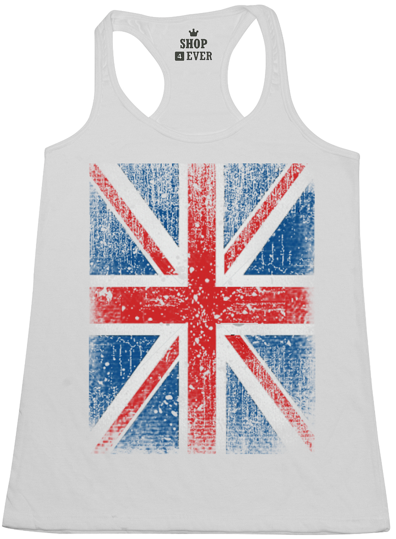 Union Jack Vintage Racerback Tank Top Distressed UK Flag England Great Britain