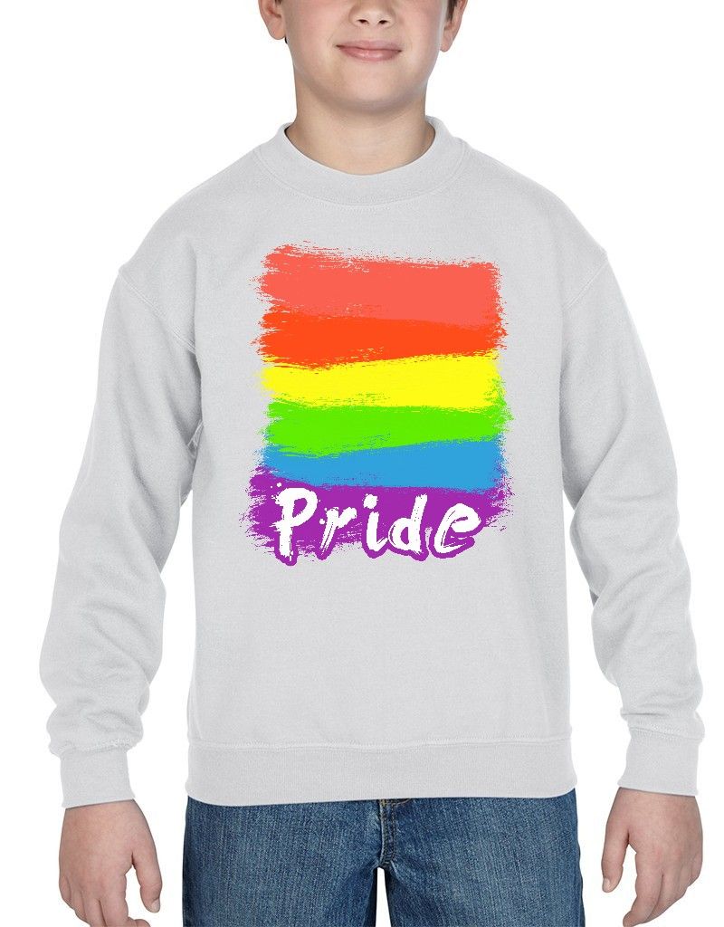 Gay Pride Neon Rainbow Youth Crewneck Equal Rights Proud LGBTQ Sweater