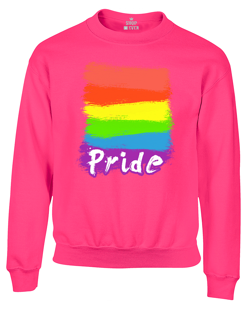 Gay Pride Neon Rainbow Youth Crewneck Equal Rights Proud LGBTQ Sweater
