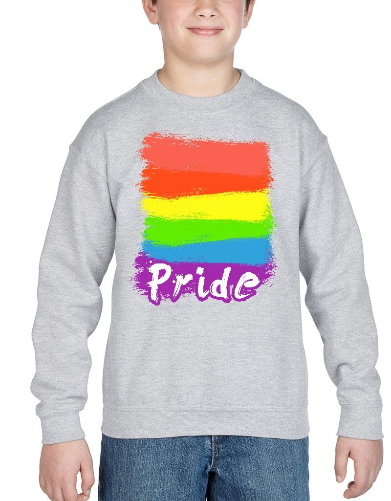 Gay Pride Neon Rainbow Youth Crewneck Equal Rights Proud LGBTQ Sweater