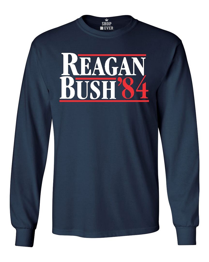 Reagan Bush '84 Long Sleeve Vintage 80's Republican Patriotic 4th Of July Tees