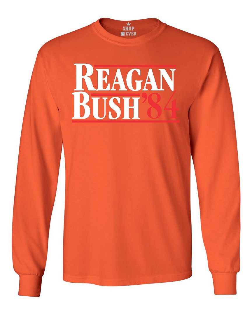 Reagan Bush '84 Long Sleeve Vintage 80's Republican Patriotic 4th Of July Tees