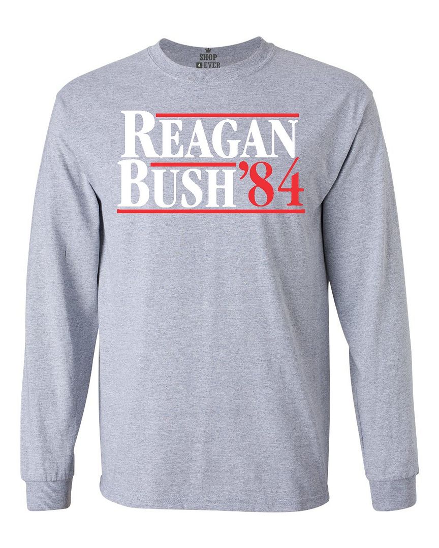 Reagan Bush '84 Long Sleeve Vintage 80's Republican Patriotic 4th Of July Tees