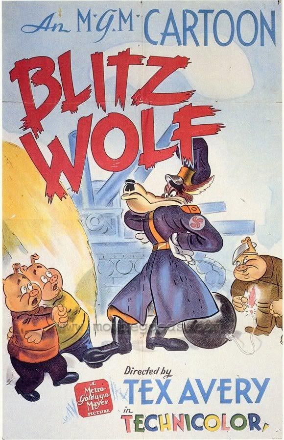 Image result for tex avery three little pigs  wolf as hitler gifs