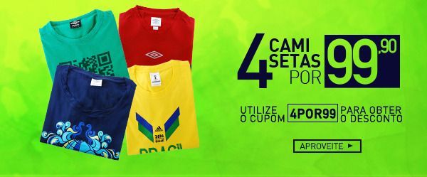 4 Camisetas Por R$99,90