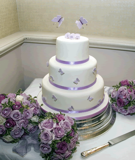 Butterflyweddingcakewithgif Lilac Ribbon and Butterflies