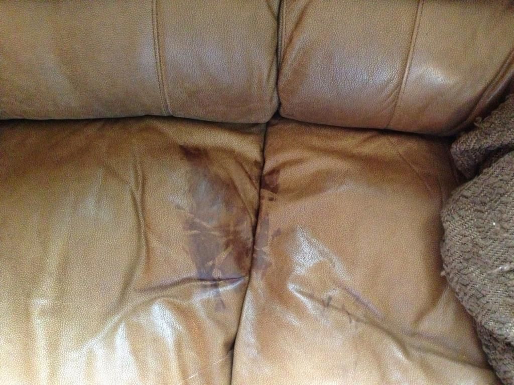 Blood Stain on our NUBUCK leather couch - will staining and discoloration  reappear?