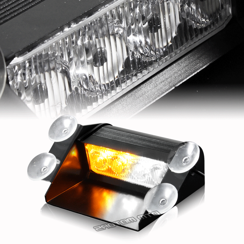 4 LED Emergency Roadside Warning Flashing Windshield Strobe Light Amber