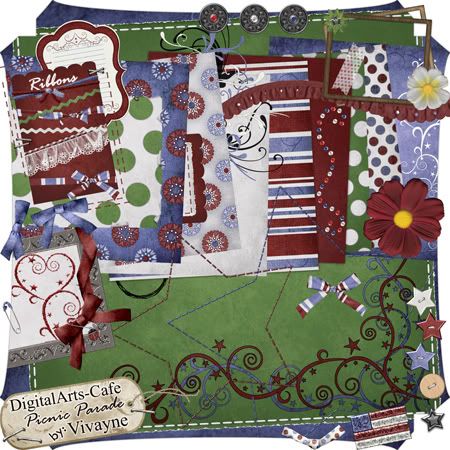 fourth of july, 4th of july digital scrapbooking kit, pick nicks, picknicks and jeans, red white blue, ants, grass, summer pictures