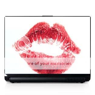 Laptop Computer Skin Fits PC or Mac Red Lips Kiss 059