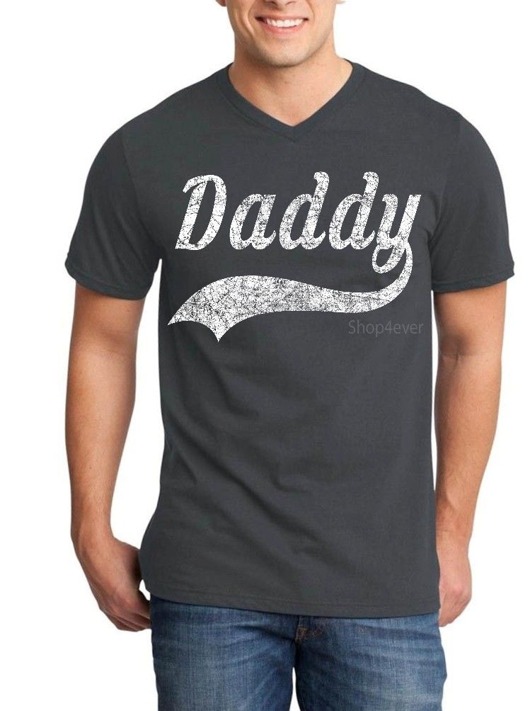 White Daddy Vintage Men V-Neck Gift for Dad birthday anniversary Shirts ...