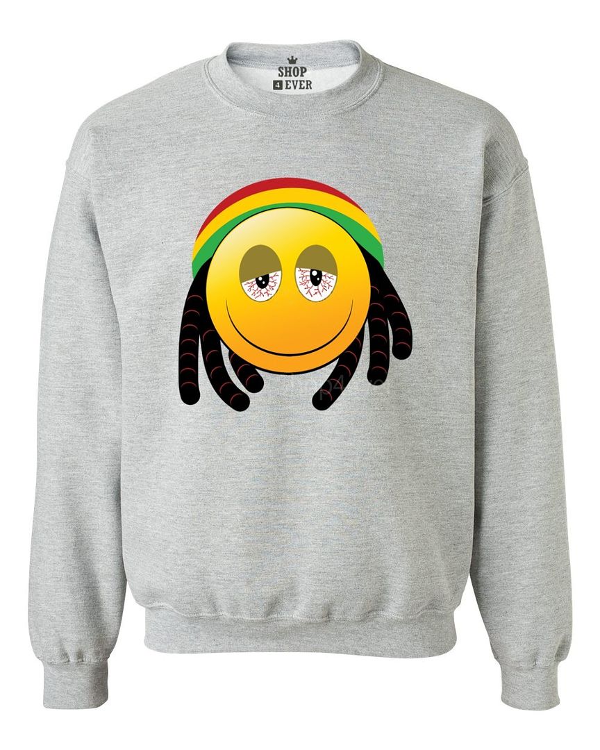 Emoji Rasta Man Crewnecks Emoticon marijuana one love funny Sweatshirts