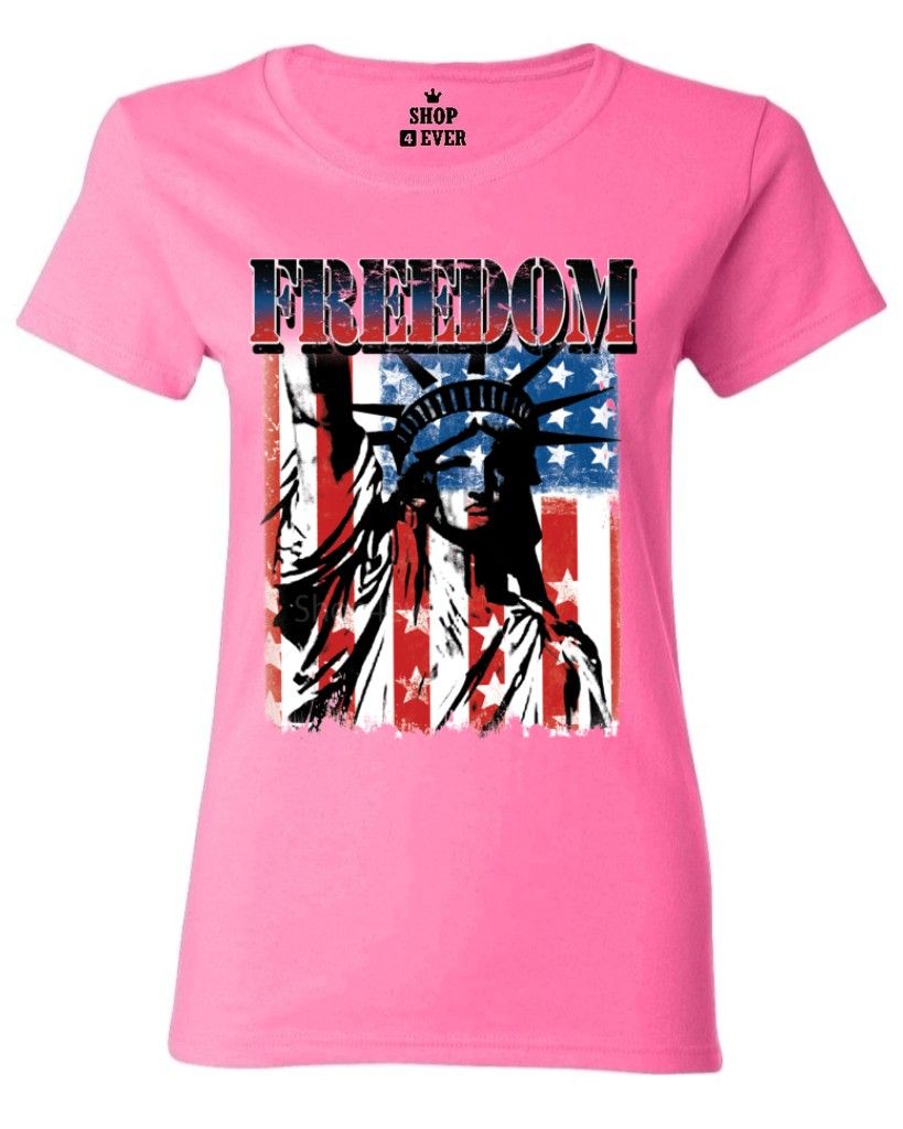 Freedom Flag Lady Liberty Women's T-Shirt American Patriotism Flag ...