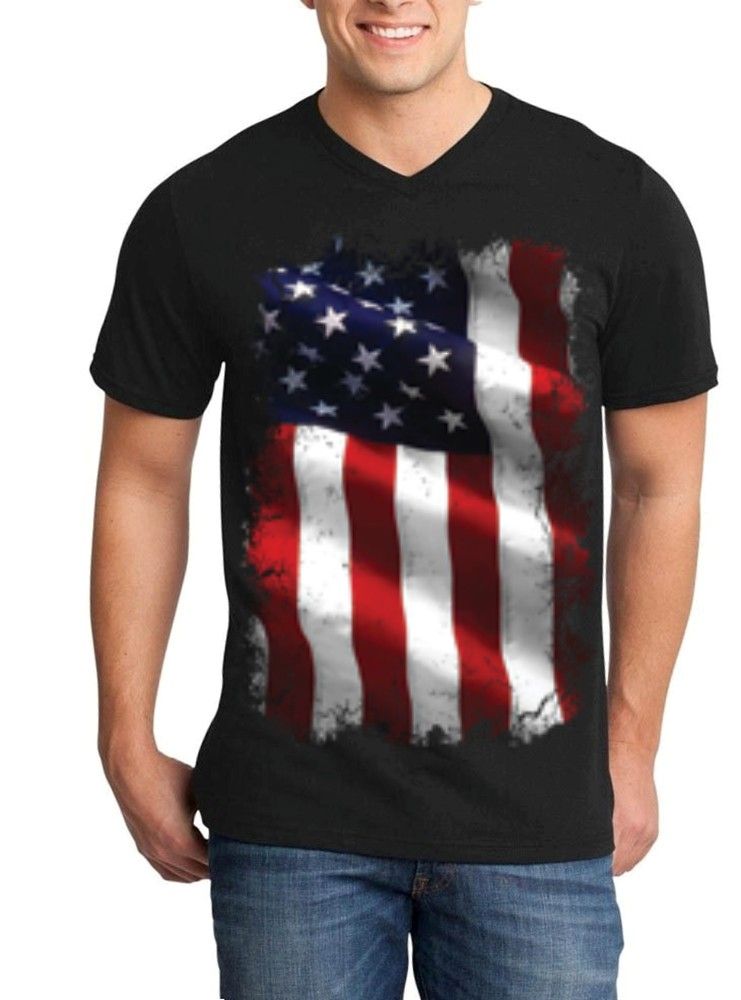 Large American Flag Patriotic Men V-Neck 4th of July USA Flag Shirts | eBay