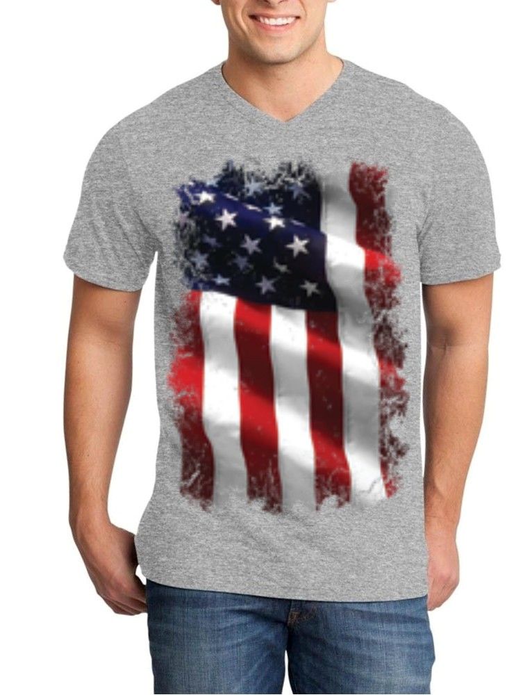 Large American Flag Patriotic Men V-Neck 4th of July USA Flag Shirts | eBay