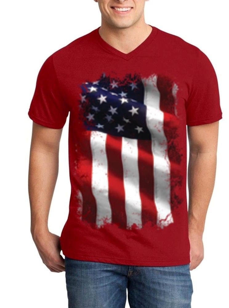 Large American Flag Patriotic Men V-Neck 4th of July USA Flag Shirts | eBay