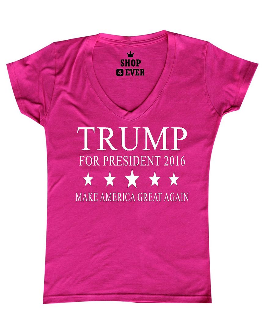 White Trump President 2016 Women's V-Neck T-shirt Make America Great ...