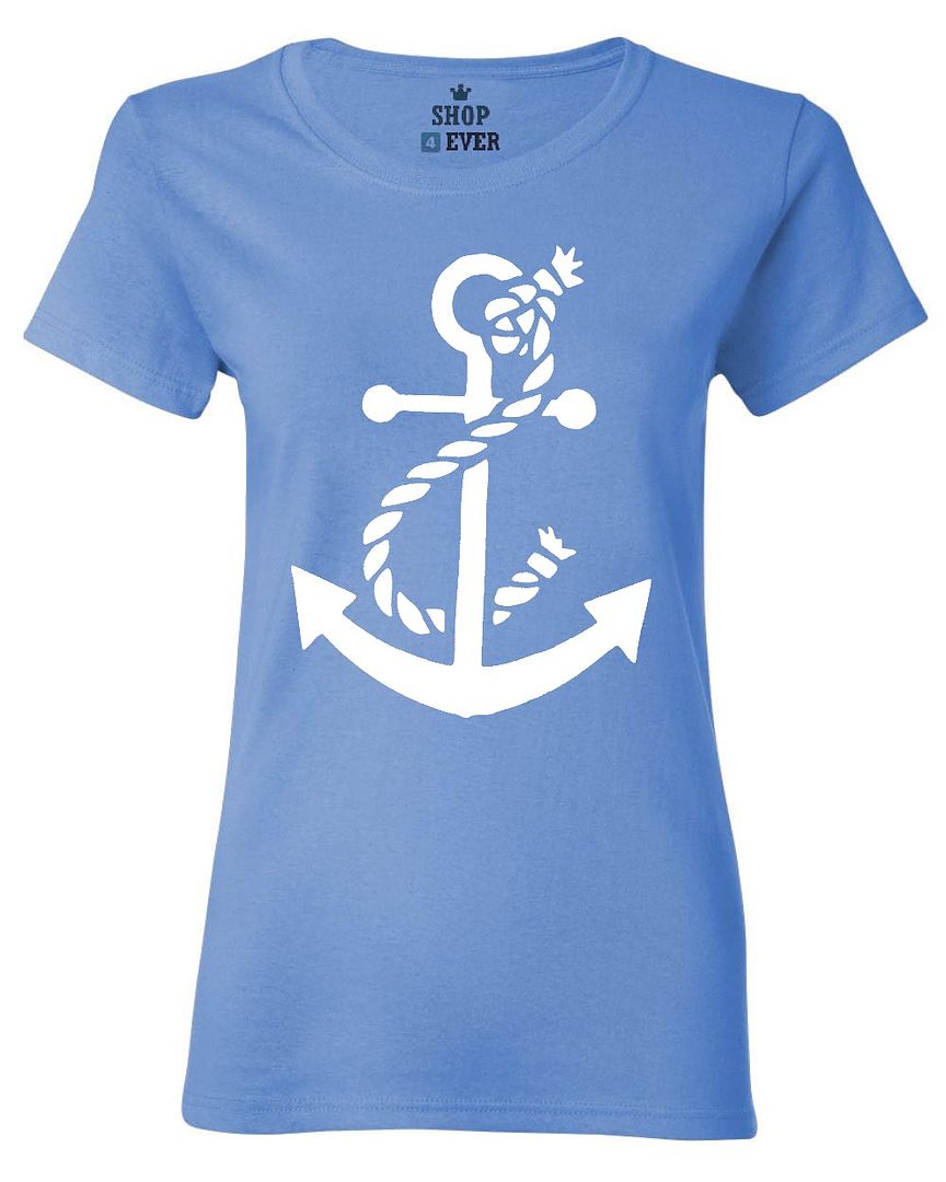 White Anchor Women's T-Shirt Nautical Ocean Sailing Sail Beach Shirts ...