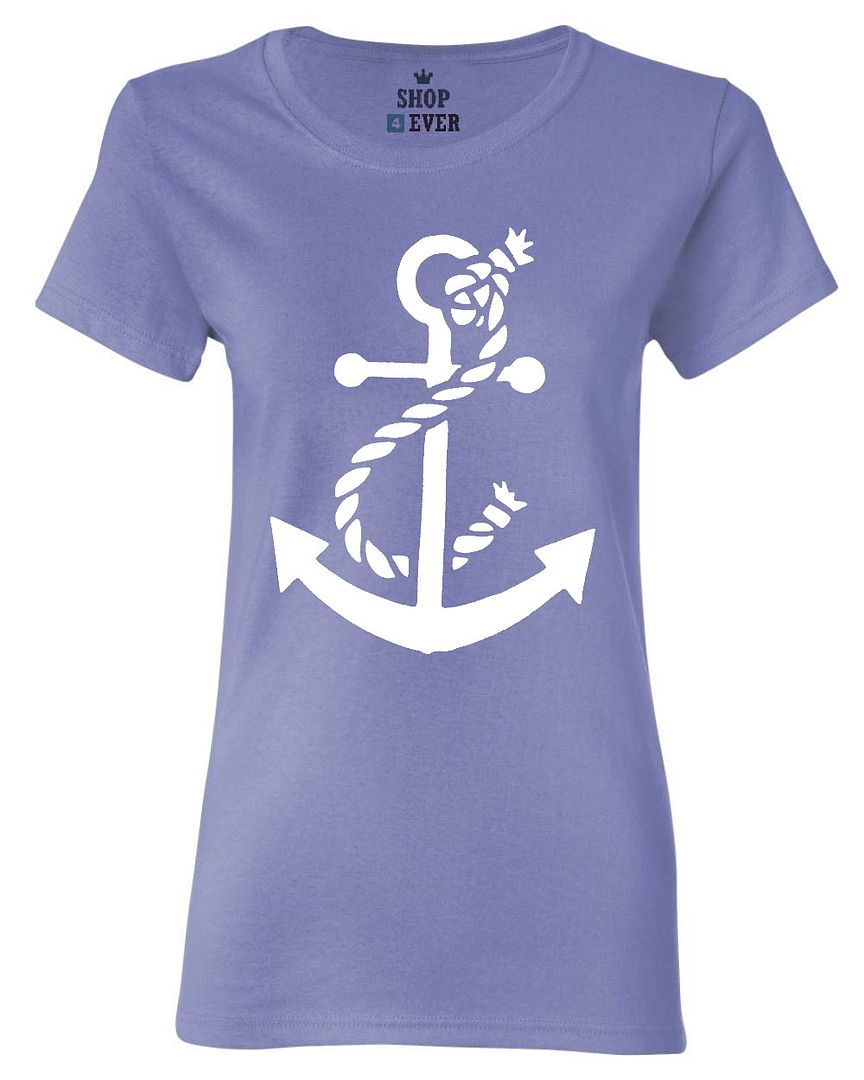 White Anchor Women's T-Shirt Nautical Ocean Sailing Sail Beach Shirts ...