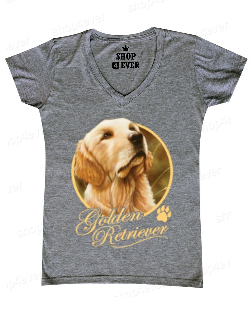 Golden Retriever Dog Women's V-Neck T-shirt Paw Print Animal Lover ...