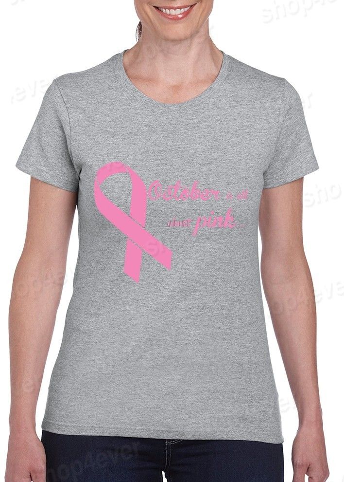 October is All About PINK Women's T-Shirt Breast Cancer Awareness ...