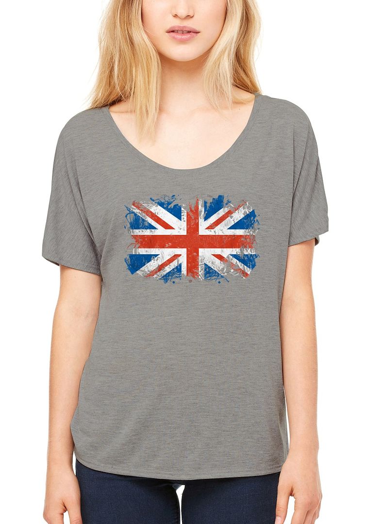 Union Jack British Flag Women`s Slouchy T-shirt United Kingdom UK Flag ...