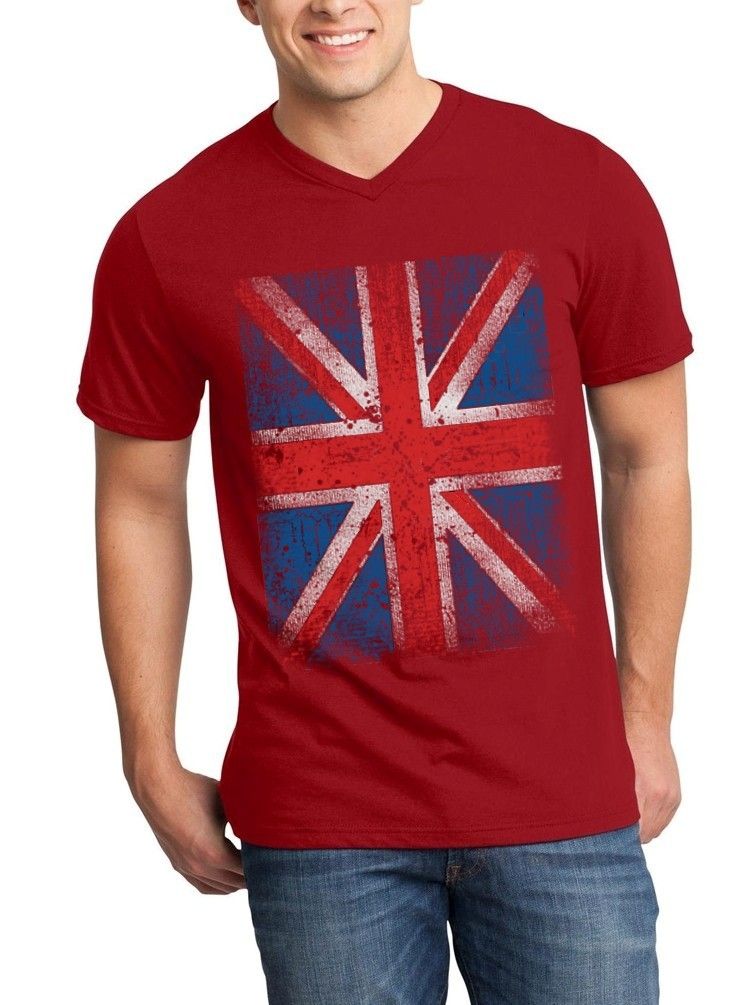 Union Jack British Flag Men V-Neck United Kingdom UK Flag England ...