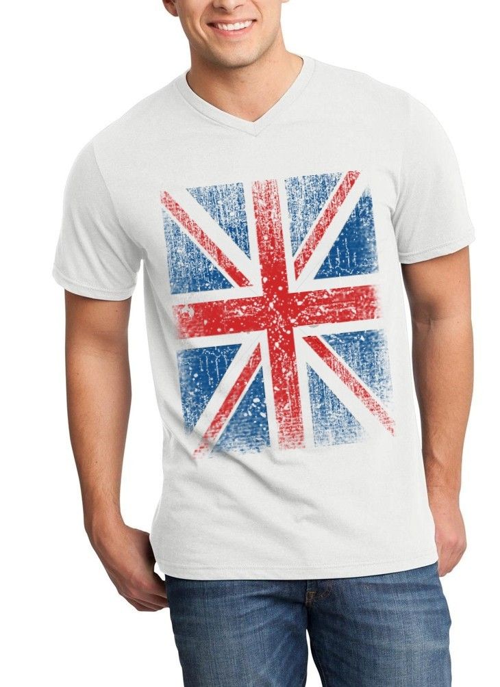 Union Jack British Flag Men V-Neck United Kingdom UK Flag England ...