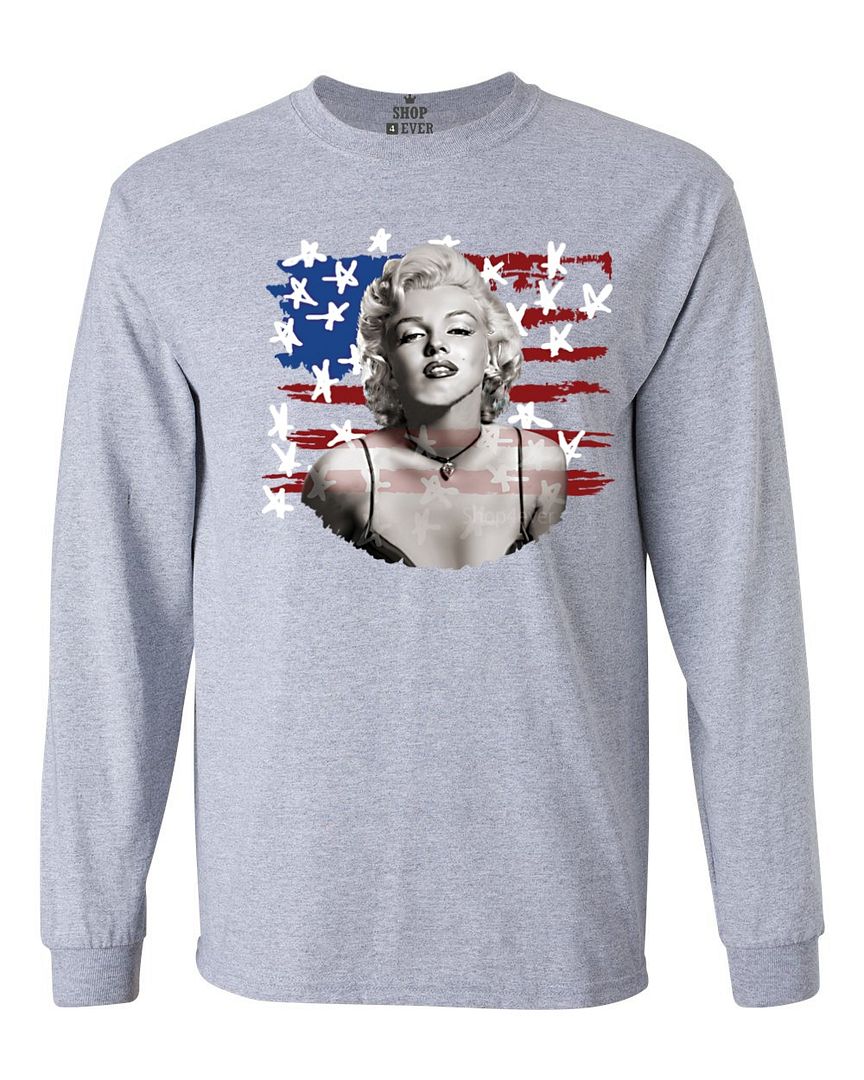 Marilyn Monroe American Flag Long Sleeve Patriotism 4th of July USA ...