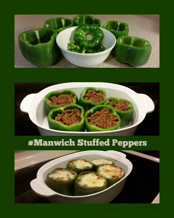 Green peppers stuffed with Manwich. 