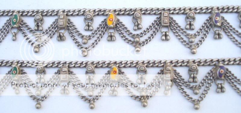 ANCIENT ANTIQUE TRIBAL OLD SILVER ANKLET BRACELET PAIR  