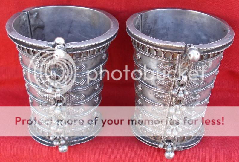 ANTIQUE TRIBAL OLD SILVER CUFF BRACELET BANGLE PAIR IND  
