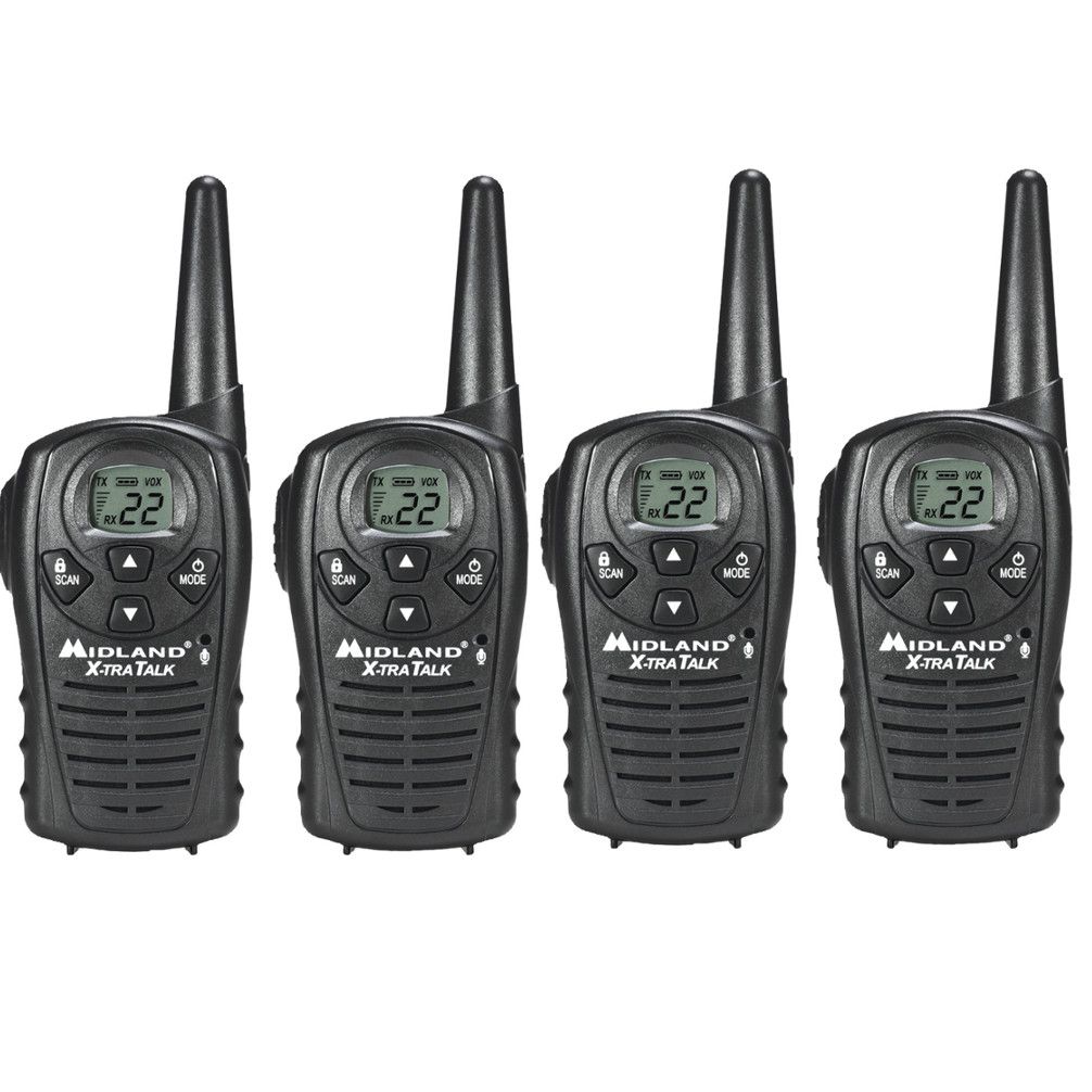 Midland Xtra Talk LXT118VP 4 Pack Set Two Way Radio Walkie Talkie GMRS ...